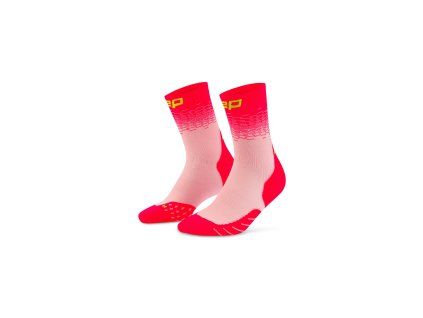 CEP Core Run Edt Fade Socks Mid Cut pink lime WP7C4N WP8C4N front 2