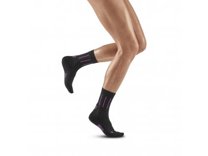 Pinstripe socks running mid cut women WP2C5N black w front model web