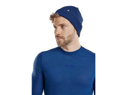 Cold weather merino beanie W3VB3M blue m front model web