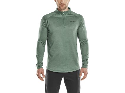 Cold weather zip shirt long sleeve men W35Z96 green m front crop model web
