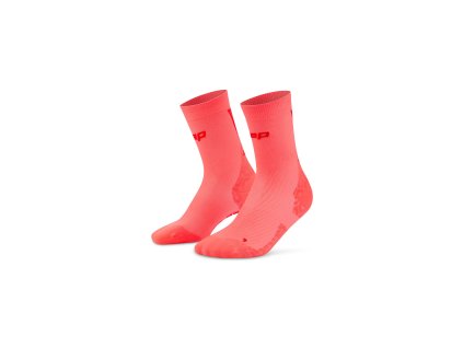 CEP Core Run Ultralight Socks Mid Cut 4 0 neon coral red WS70BL WS80BL front 2