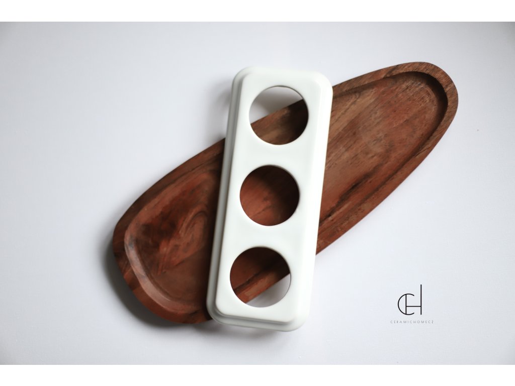 Hranatý porcelánový trojrámeček BÍLÁ