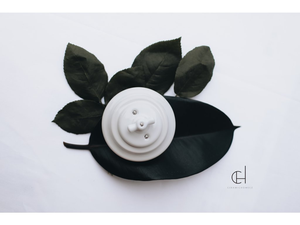 Keramický otočný vypínač typ 6 kompletní BÍLÁ bezšroubkový