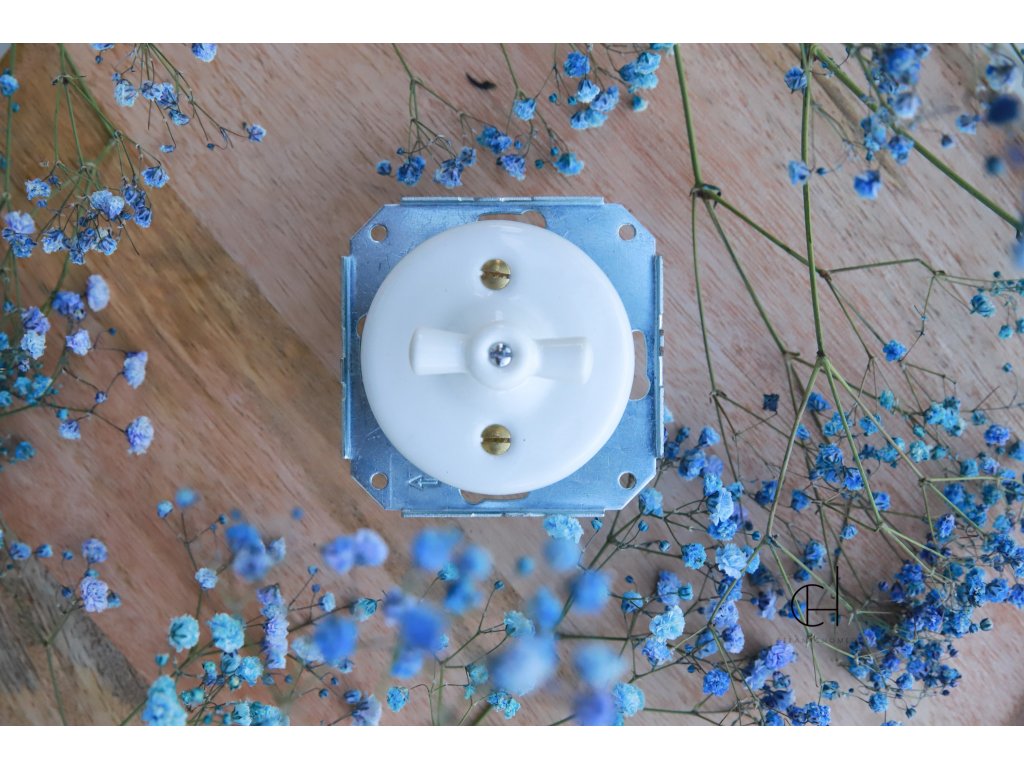 Otočný vypínač bez rámečku  typ7 BÍLÝ bezšroubkový