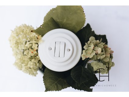 Porcelánový dvojité tlačítko kompletní BÍLÁ