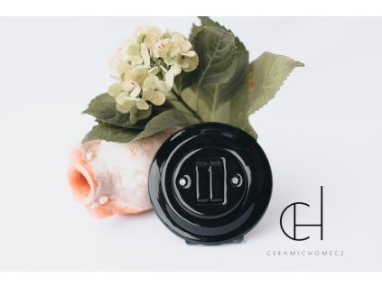 Keramické dvojité tlačítko kompletní ČERNÁ bezšroubkové