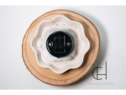 Porcelánové Dvojité tlačítko bez rámečku ČERNÁ