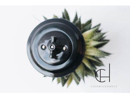 Keramický otočný vypínač typ 7 kompletní ČERNÁ bezšroubkový