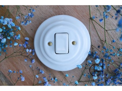 Porcelánový vypínač typ 6 kompletní BÍLÁ Široký