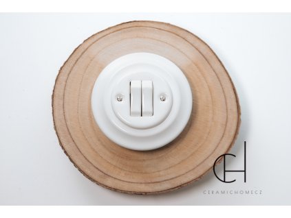 Porcelánový dvojvypínač 6/6 kompletní BÍLÁ