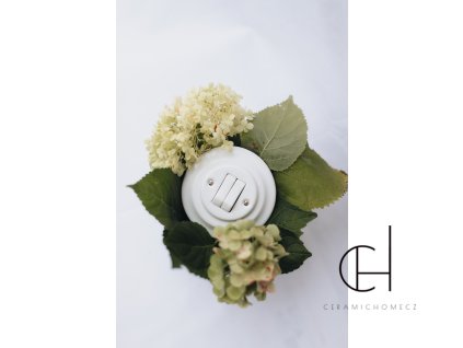 Keramický dvojvypínač  6/6 (5,5B) kompletní BÍLÁ bezšroubkový