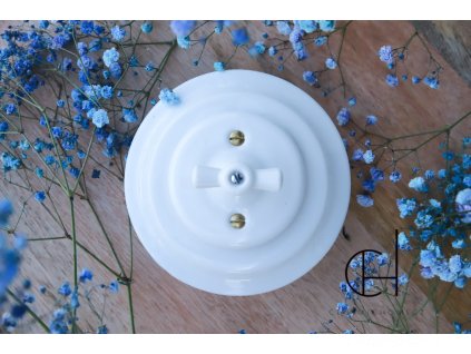 Porcelánový otočný vypínač typ6 komplet BÍLÁ