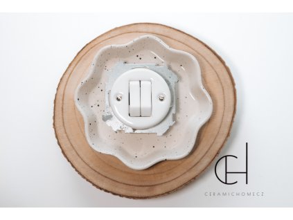 Porcelánové dvojité tlačítko bez rámečku BÍLÁ