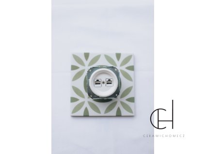 Keramická Lan zásuvka bez  rámečku BÍLÁ