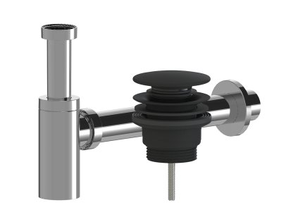 CERANO - Sifon umyvadlový - 5/4" - DN40/300mm - chrom s výpustí  click-clack - univerzální - plast - černá matná