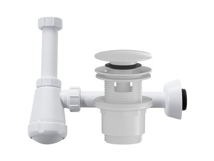CERANO - Sifon umyvadlový - 5/4" - plast - DN32-50/250 mm - s výpustí click-clack s přepadem - plast - 35/50mm - bílá lesklá