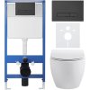 CERANO - Kompletní podomítkový WC set Lite/Dure - bílá lesklá - WC tlačítko Slim, černé matné - předstěnová instalace/sádrokarton - 51x35 cm