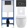 CERANO - Kompletní podomítkový WC set Lite/Dure - bílá lesklá - WC tlačítko Duo, černá matná - předstěnová instalace - 51,5x35 cm