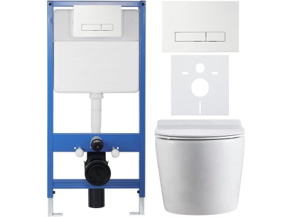 CERANO - Komplett falsík alatti WC-szett Lite/Felci - fényes fehér - Slim WC-nyomógomb, fehér - falsík előtti/gipszkarton - 52,5x36 cm