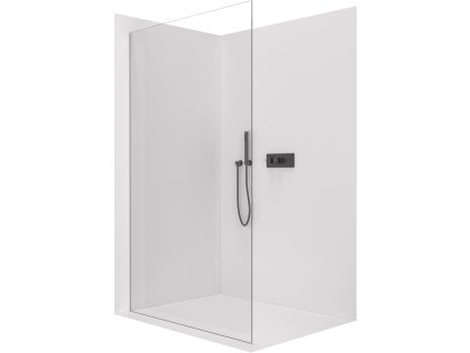 CERANO - Walk-in Crystal bal/jobb zuhanykabin - 8 mm - merevítő nélküli rendszer - matt fekete, átlátszó üveg - 60x200 cm