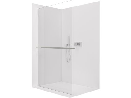 CERANO - Walk-in kristály zuhanyfal bal/jobb - 8 mm + törölközőtartó polc/betét - merevítő nélküli rendszer - króm, átlátszó üveg - 130x200 cm