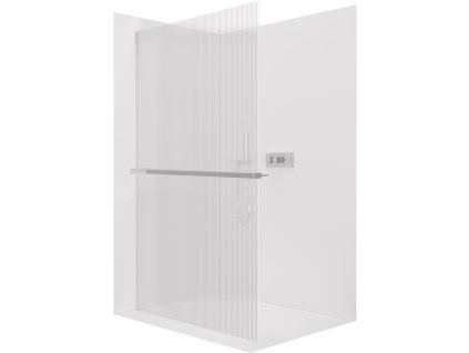 CERANO - Walk-in kristály zuhanyfal bal/jobb - 8 mm + polc/törölközőtartó - merevítő nélküli rendszer - króm, rovátkolt üveg - 100x200 cm