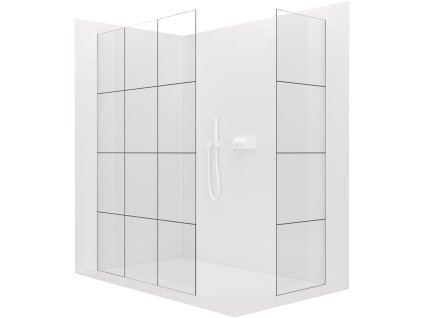 CERANO - Walk-in Crystal TL/P zuhanyfal - 8 mm - merevítő nélküli rendszer - matt fehér, ipari üveg - 150x150x200 cm