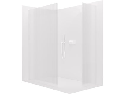CERANO - Walk-in Crystal TL/P zuhanyfal - 8 mm - merevítő nélküli rendszer - matt fehér, rovátkolt üveg - 130x120x200 cm
