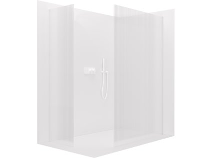 CERANO - Walk-in Crystal TL/P zuhanyfal - 8 mm - merevítő nélküli rendszer - matt fehér, rovátkolt üveg - 90x60x200 cm