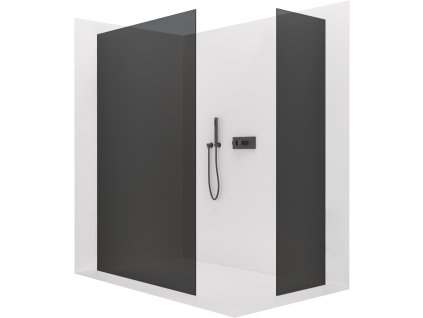 CERANO - Walk-in Crystal TL/P zuhanyfal - 8 mm - merevítő nélküli rendszer - matt fekete, grafitüveg - 160x150x200 cm