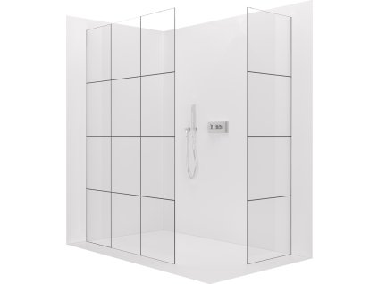 CERANO - Beépíthető zuhanykabin Crystal TL/P - 8 mm - rugóstag nélküli rendszer - króm, ipari üveg - 100x100x200 cm