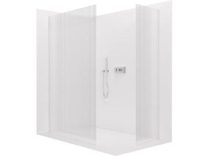 CERANO - Walk-in Crystal TL/P zuhanyfal - 8 mm - merevítő nélküli rendszer - króm, rovátkolt üveg - 90x50x200 cm