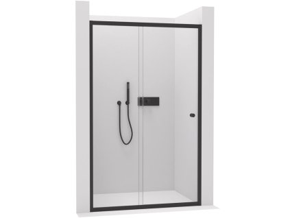 CERANO - Varone POINT bal/jobb oldali tolóajtó zuhanykabinhoz - 6 mm - matt fekete, átlátszó üveg - 130x195 cm