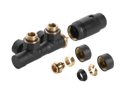 390672 1 cerano pripojovaci sada radiatoroveho ventilu s termostatickou hlavici stredove pripojeni 50mm cerna matna