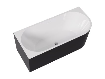 CERANO - Szabadon álló akril kád Bianco, bal oldali - fekete fényes/fehér fényes - 170x80 cm