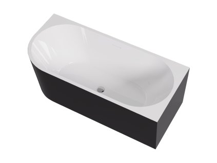CERANO - Szabadon álló akril kád Bianco, jobb oldali - fekete fényes/fehér fényes - 170x80 cm