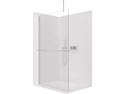 CERANO - Zuhanykabin Onyx Top Round B/J - 8 mm - kerek tartó + polc/törölközőtartó - króm, átlátszó üveg - 30x200 cm