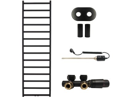 663763 5 cerano koupelnovy radiatorovy set pyrodes kombinovane vytapeni termo tyc stredove pripojeni 50 mm 725w cerna matna 1780x530 mm