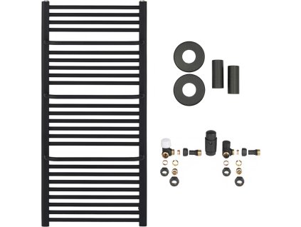 663934 2 cerano koupelnovy radiatorovy set antonio ustredni vytapeni bocni pripojeni 857w cerna matna 1460x550 mm