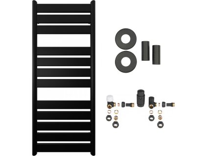 663958 cerano koupelnovy radiatorovy set arturo ustredni vytapeni bocni pripojeni 644w cerna matna 1200x500 mm