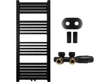 663823 4 cerano koupelnovy radiatorovy set franko ustredni vytapeni stredove pripojeni 50 mm 392w cerna matna 1200x500 mm