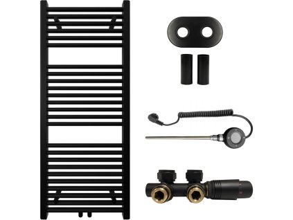 663697 4 cerano koupelnovy radiatorovy set lincoln kombinovane vytapeni wifi tyc stredove pripojeni 50 mm 366w cerna matna 1200x500 mm