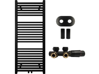 663832 3 cerano koupelnovy radiatorovy set lincoln ustredni vytapeni stredove pripojeni 50 mm 366w cerna matna 1200x500 mm