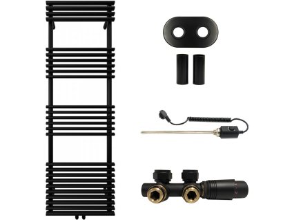 663793 4 cerano koupelnovy radiatorovy set luigi kombinovane vytapeni termo tyc stredove pripojeni 50 mm 713w cerna matna 1600x500 mm