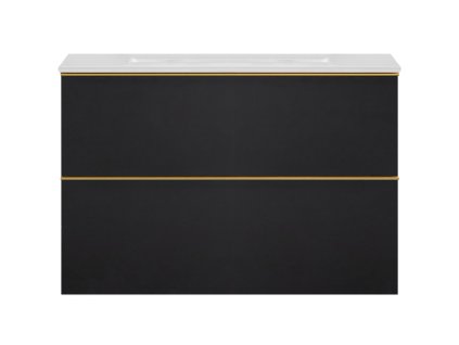 664837 7 cerano koupelnova skrinka pod umyvadlo s uchytkou velora cerna matna zlata uchytka 69x49 8x46 cm