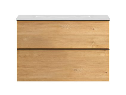 664807 cerano koupelnova skrinka pod umyvadlo s uchytkou velora dub medovy cerna uchytka 69x49 8x46 cm