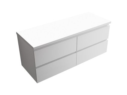 CERANO - Carole fürdőszobaszekrény mosdólappal - 36 mm - matt fehér - 141x49,8x46,5 cm