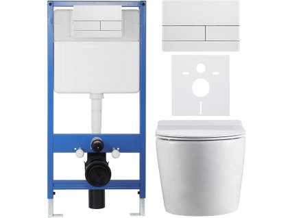 CERANO - Komplett falsík alatti WC-szett Lite/Felci - fényes fehér - Line WC-nyomógomb, fehér - falsík alatti beépítés - 52,5x36 cm