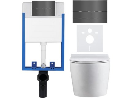 CERANO - Komplett falsík alatti WC-készlet Lite/Felci - fényes fehér - Line WC-gomb, rozsdamentes acél - fali szereléshez - 52,5x36 cm