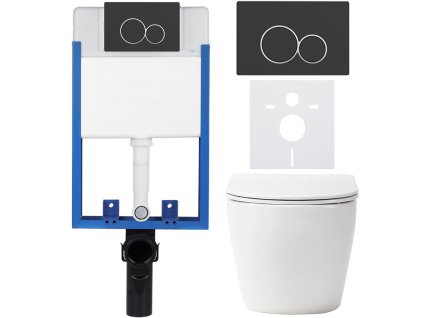 CERANO - Komplett falsík alatti WC-szett Lite/Verde - matt fehér - Duo WC-gomb, matt fekete - fali szereléshez - 49x36 cm